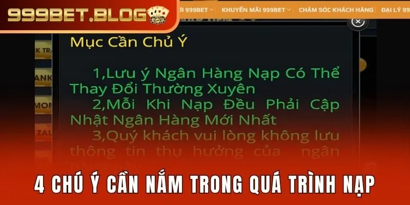 4 chú ý cần nắm trong quá trình nạp
