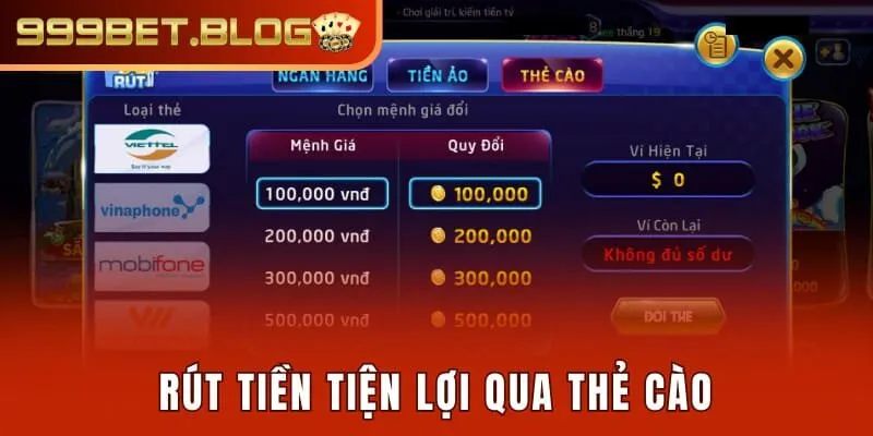 Rút tiền tiện lợi qua thẻ cào